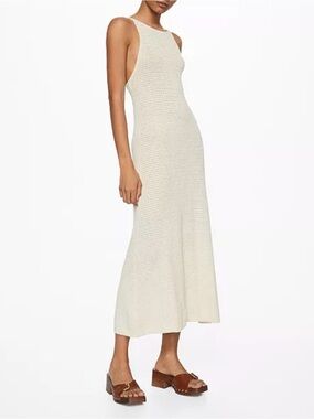 Mango Halter Knit cotton-blend dress
